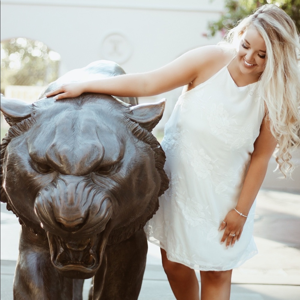 White Floral Halter Dress!